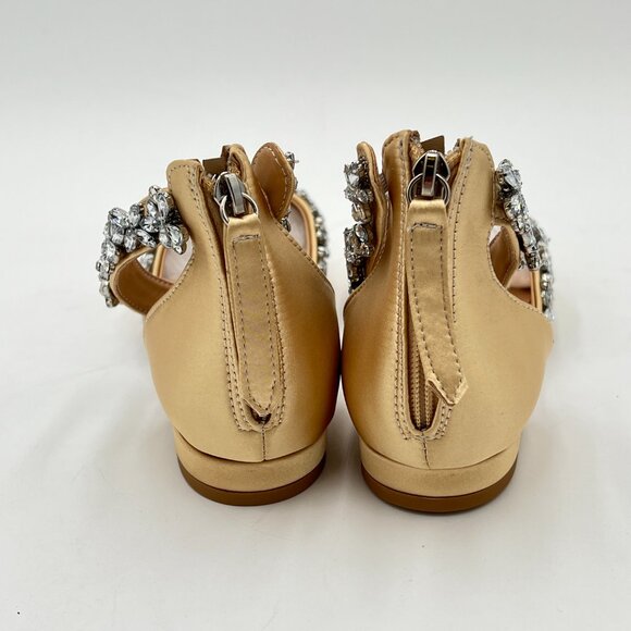 XYD Gold Pointed Toe D'Orsay Wedding Sandal Sparkly Rhinestones Ankle Strap Shoe - Picture 5 of 6